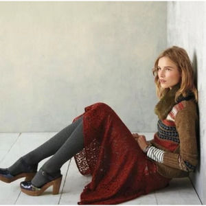 Anthorpologie Moulinette Soeurs Nolana Burnt Orange Lace Skirt